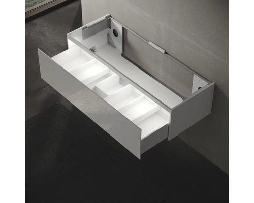 KEUCO Edition 11 wastafelmeubel, BxHxD 140 x 35 x 53,5 cm, glanzend wit front met verlichting, 31361300100