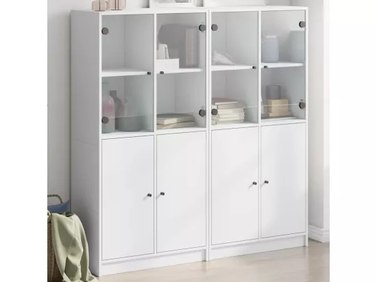 Bibliothèque avec portes blanc 136x37x142 cm bois d'ingénierie