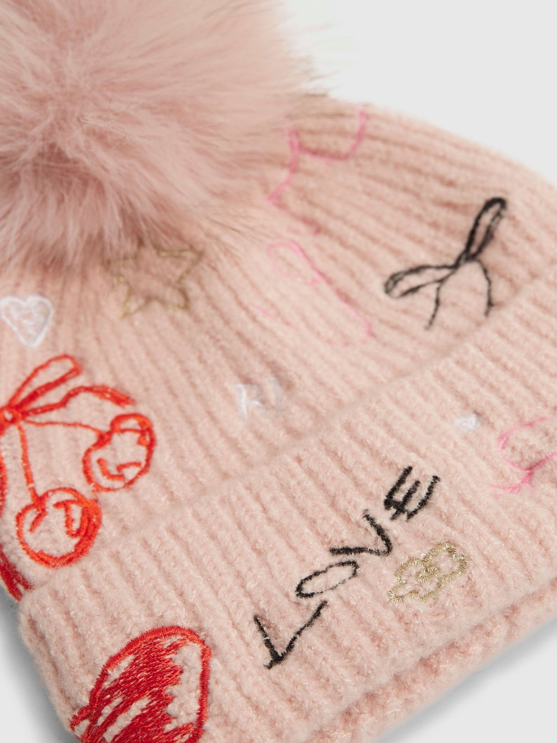 River Island Girls Doodle Pom Beanie