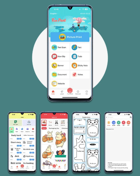 Mini Foto Thermodrucker Mobiler Bluetooth Printer Taschendrucker inkl. Thermopapier (iOS/Android) - Schwarz