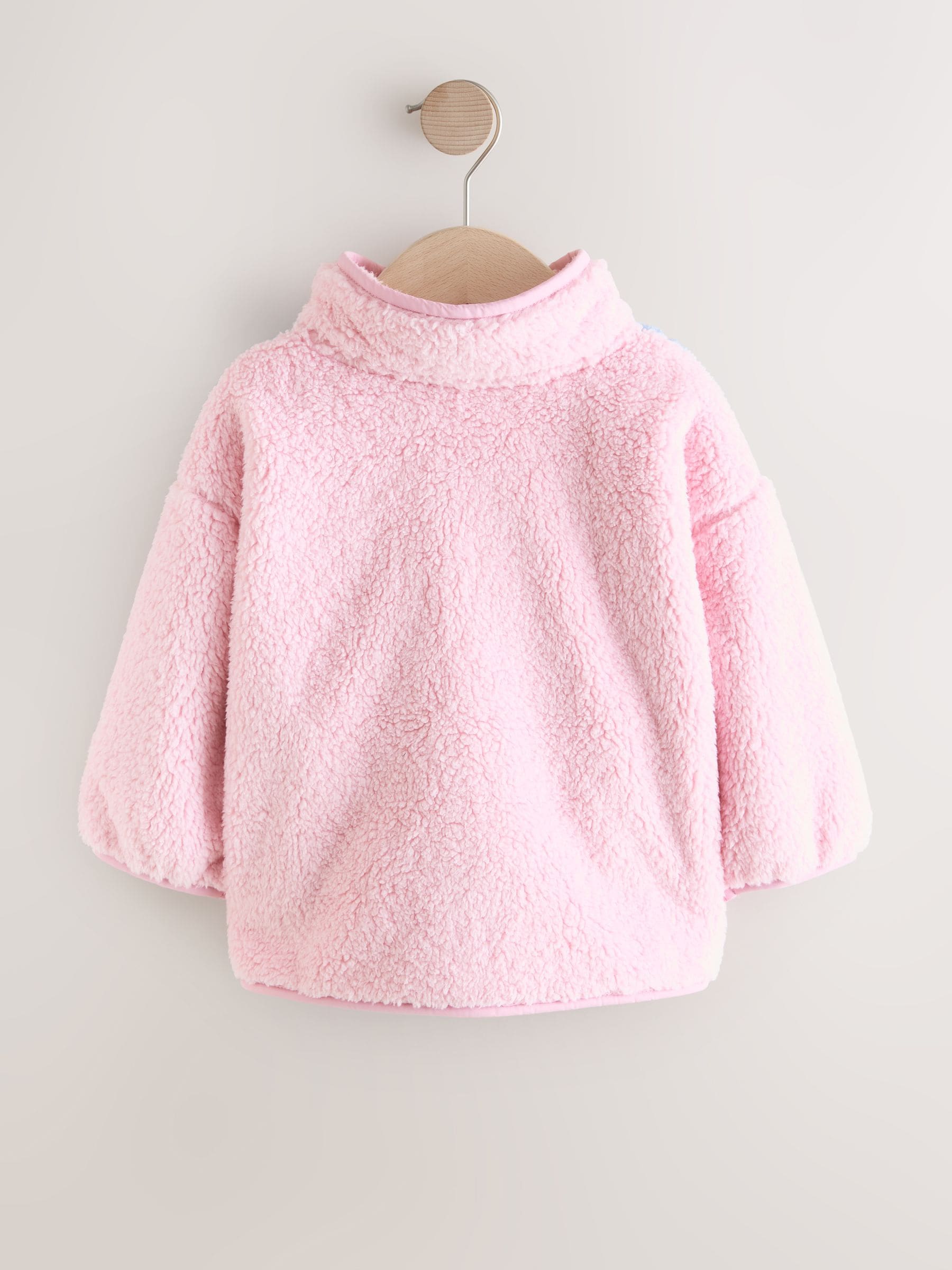 Roze/blauwe konijnenscène - Half Popper Fleece (3mnd -7jr)