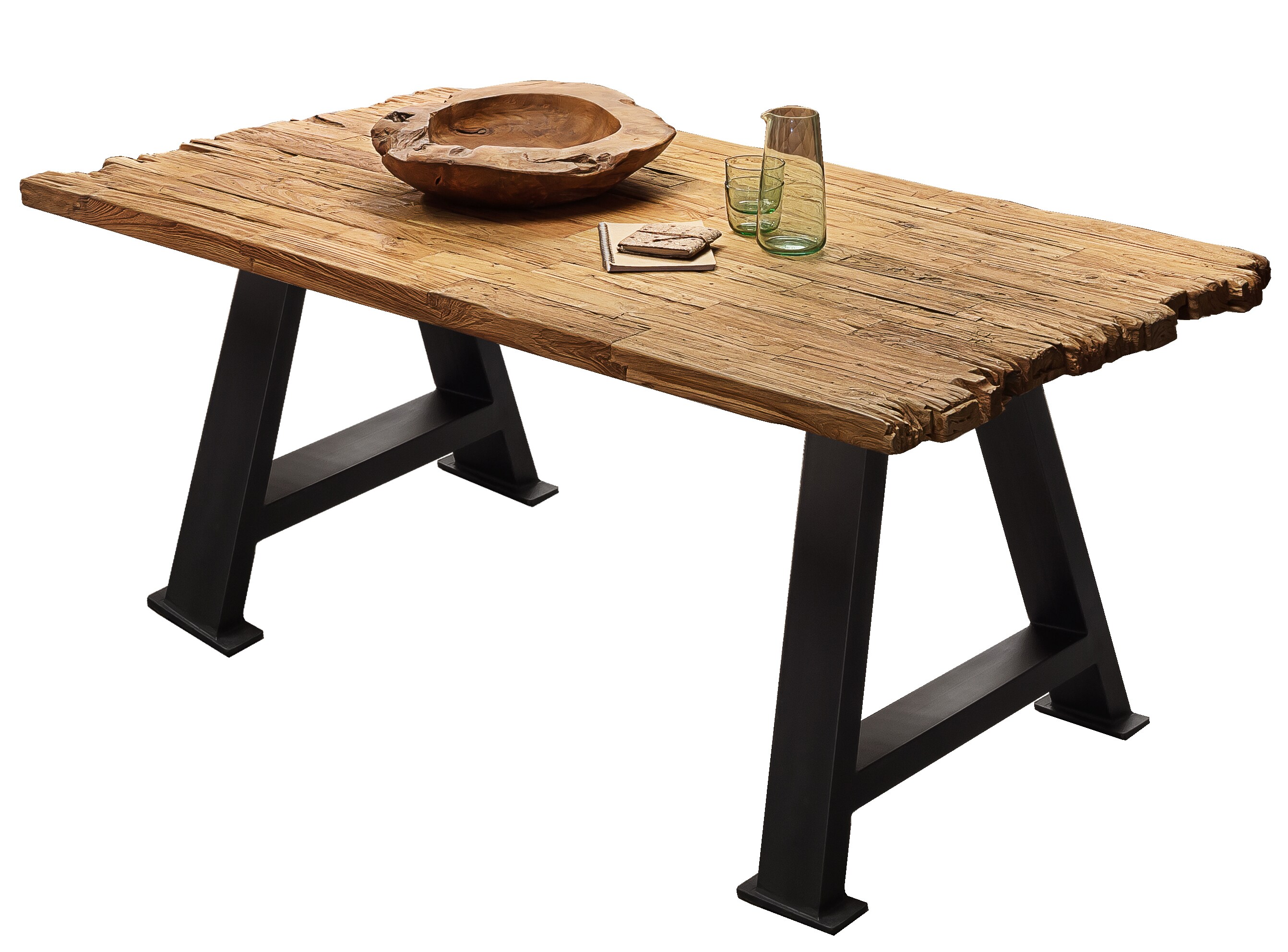 Esstisch 240x100 Teak Metall Holztisch Esstisch Speisetisch Küchentisch Küche