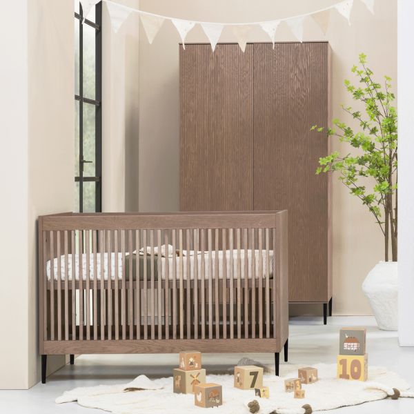 Kidsmill Levi Kledingkast 2-deurs - Ronde Poot - Walnoot