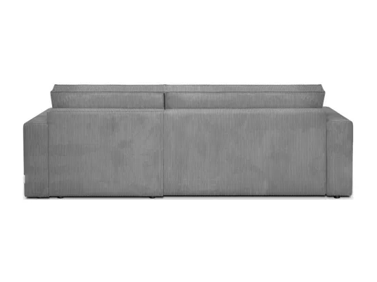 Canapé d'angle convertible réversible 4 places avec coffre de rangement en velours côtelé gris clair - Livia