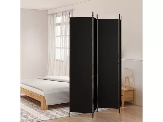 Cloison de séparation 4 panneaux Noir 200x220 cm Tissu