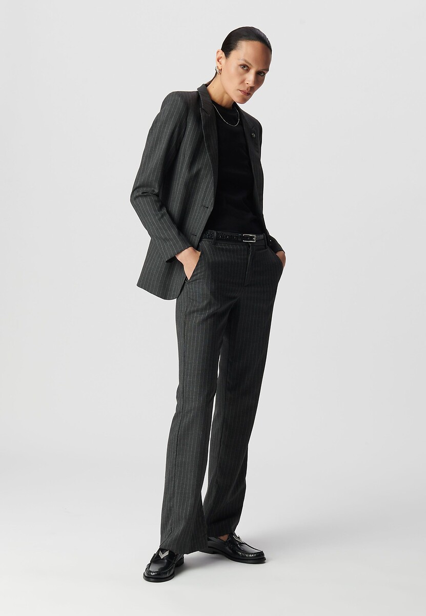 IKKS<br>Blazer listrado em espinha de peixe