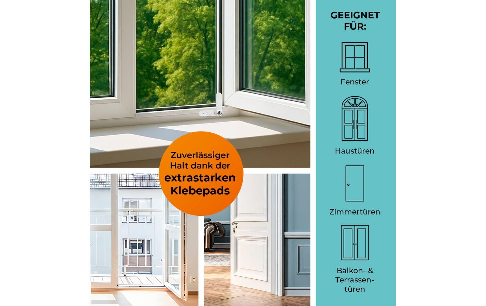 Tür- & Fensterstopper 2er-Set WeissSichere Stopper