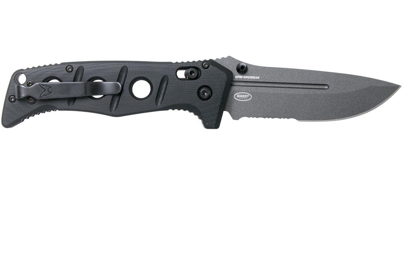 Benchmade 275SGY-1 Sibert Adamas Black G10, Tungsten Grey Serrated zakmes, Shane Sibert design