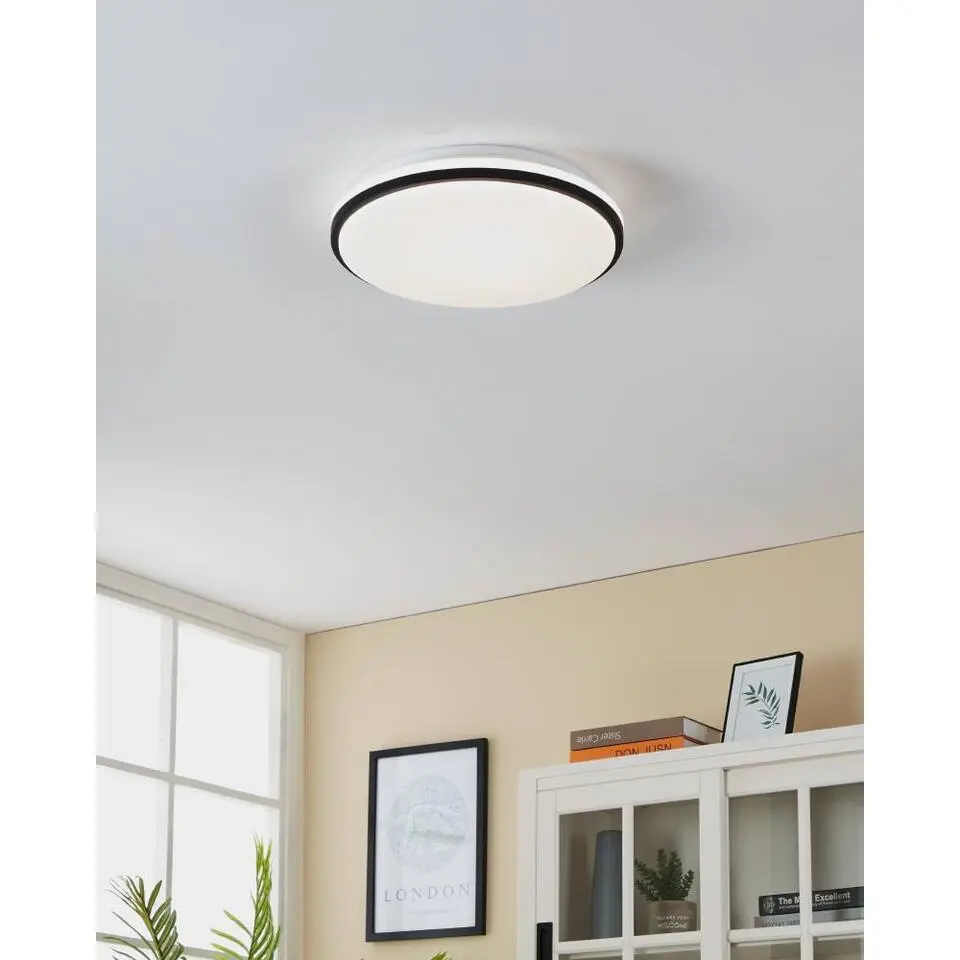 EGLO Pinetto Plafonnière - LED - Kunststof - Zwart/Wit
