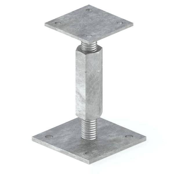 Søylesko justerbar med plate, lang mutter M24x140-190 elektro-galvanisert, 8 stk
