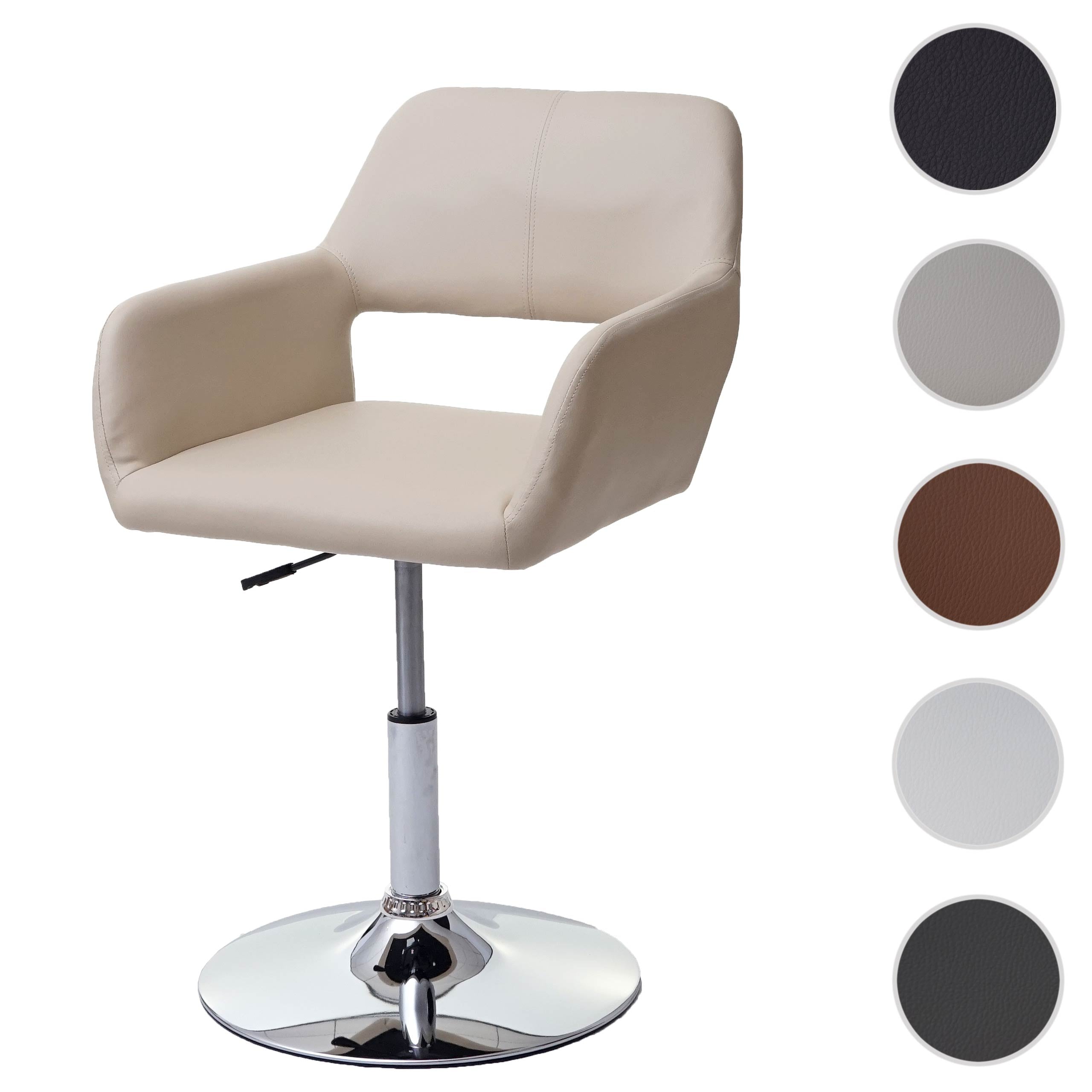 Esszimmerstuhl MCW-A50 III, Stuhl Küchenstuhl, Retro 50er Jahre, Kunstleder ~ creme, Chromfuß