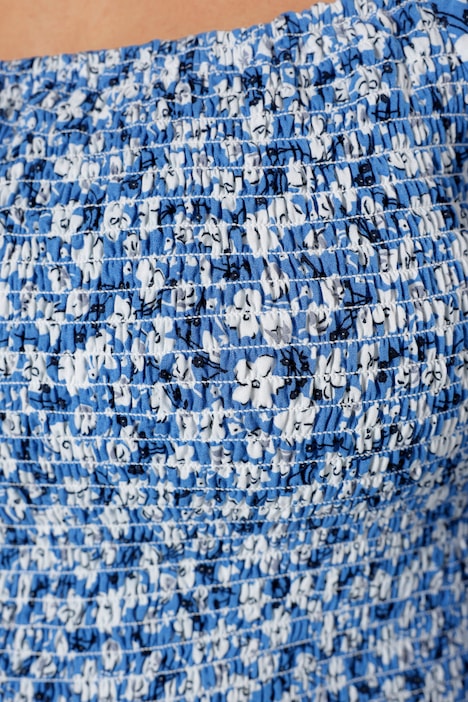 Midikleid, gesmokt, Blumenmuster, Carmenausschnitt, Langarm