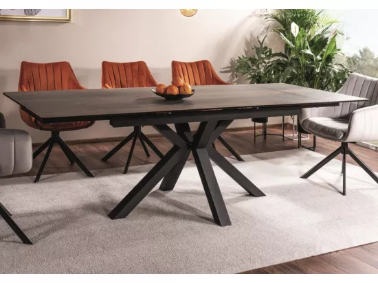 Table design extensible métal & céramique style bois Sway