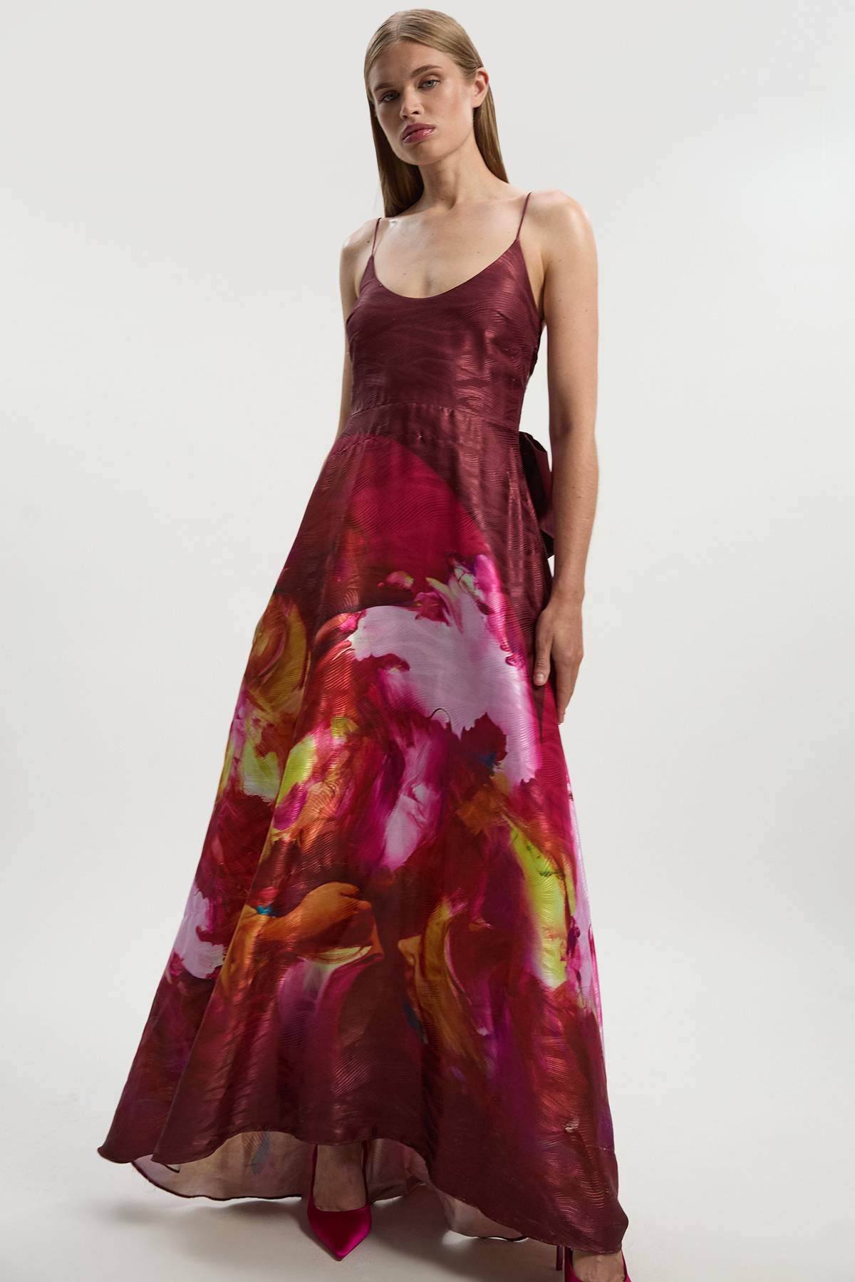 KarenMillen Lily Macrae - Robe de Bal Tissée Texturée à Bretelles