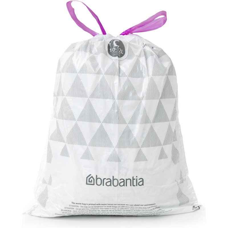 Sac poubelle 10/12 litres à liens coulissants Brabantia C blanc - 20 sacs