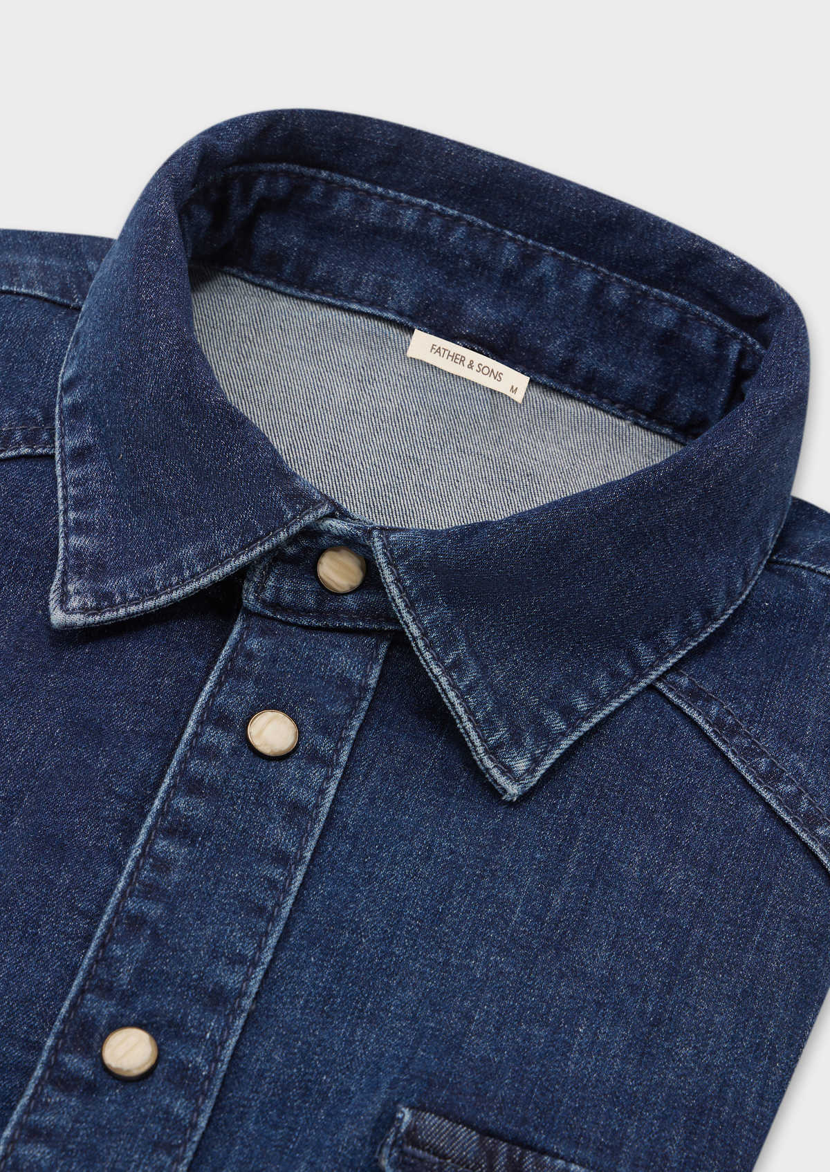 Chemise sport Slim en coton denim uni bleu jeans