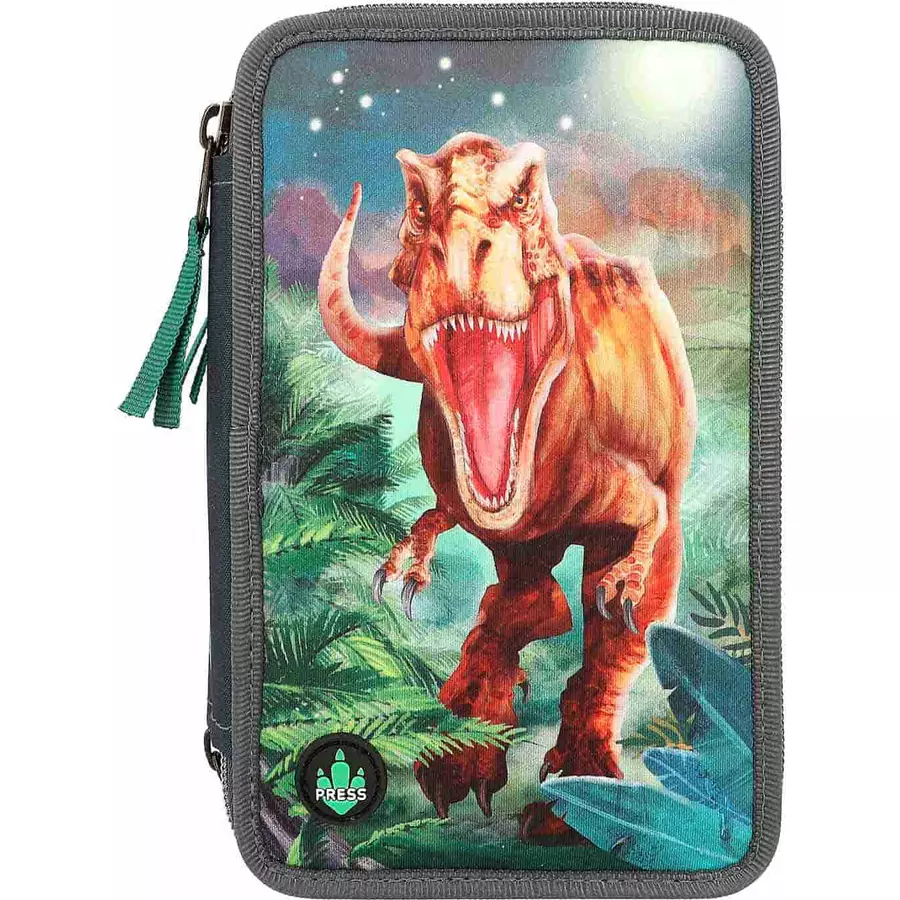 Depesche Federtasche LED grau Dino World 20 x 13 x 7 cm bunt