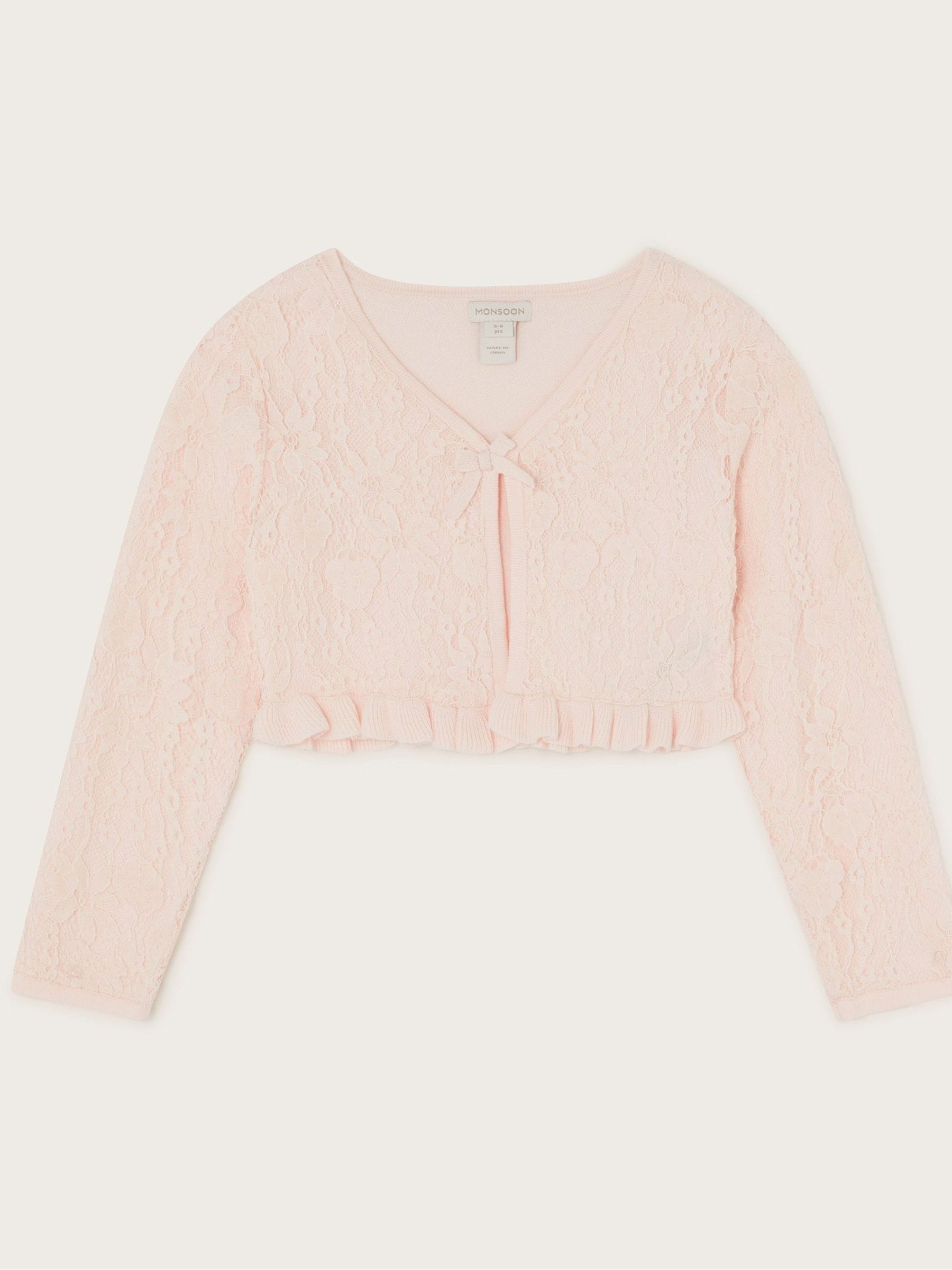 Monsoon Lace Frill Bow Cardigan