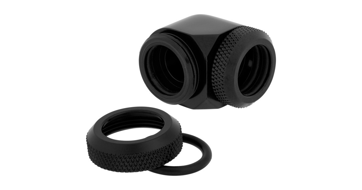 CorsairHydro X Series XF Hardline 90° 14 mm OD verbinding  (Zwart, 2 stuks)
