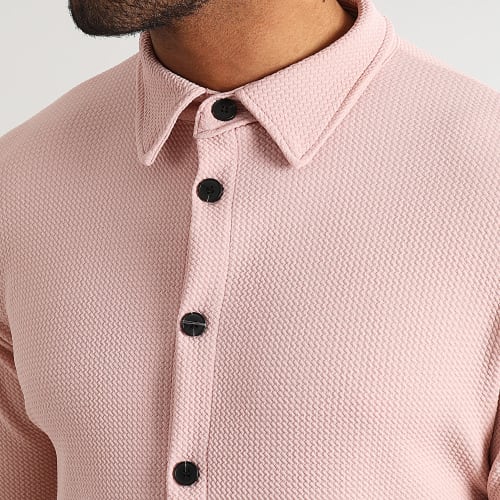 Chemise Manches Longues Texturé Waffle 0578 Rose
