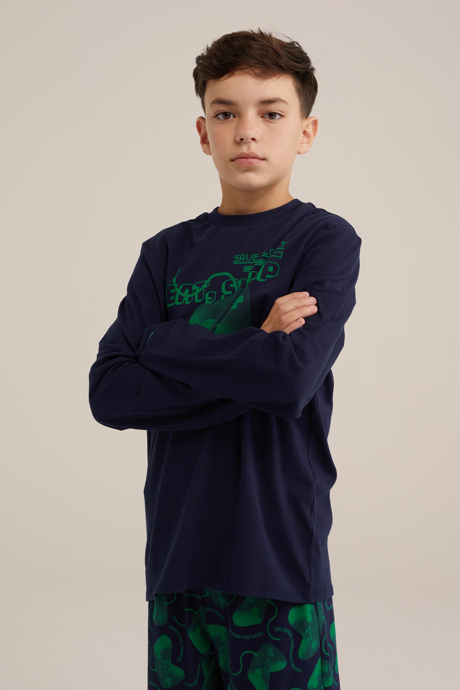 Jongens pyjamaset met dessin WE Fashion Donkerblauw