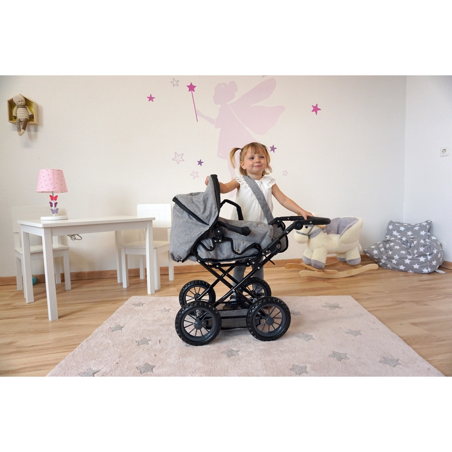 knorr toys® Puppenwagen Ruby - stone black grau