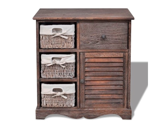 VIDAXL - Armoire en bois 3 paniers gauches en tissage marron