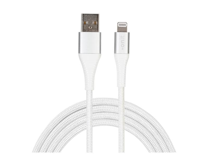 onit USB 2.0-Kabel MFi USB A - Lightning 2 m, Weiss Verbindungskabel für iPhone, iPad und iPod