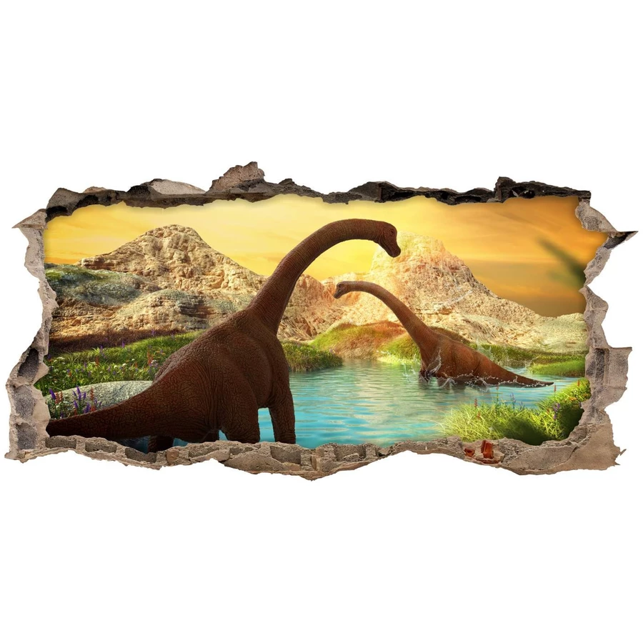 Nikima Wandtattoo 118 Brachiosaurus - Loch in der Wand in 6 vers. Größen bunt