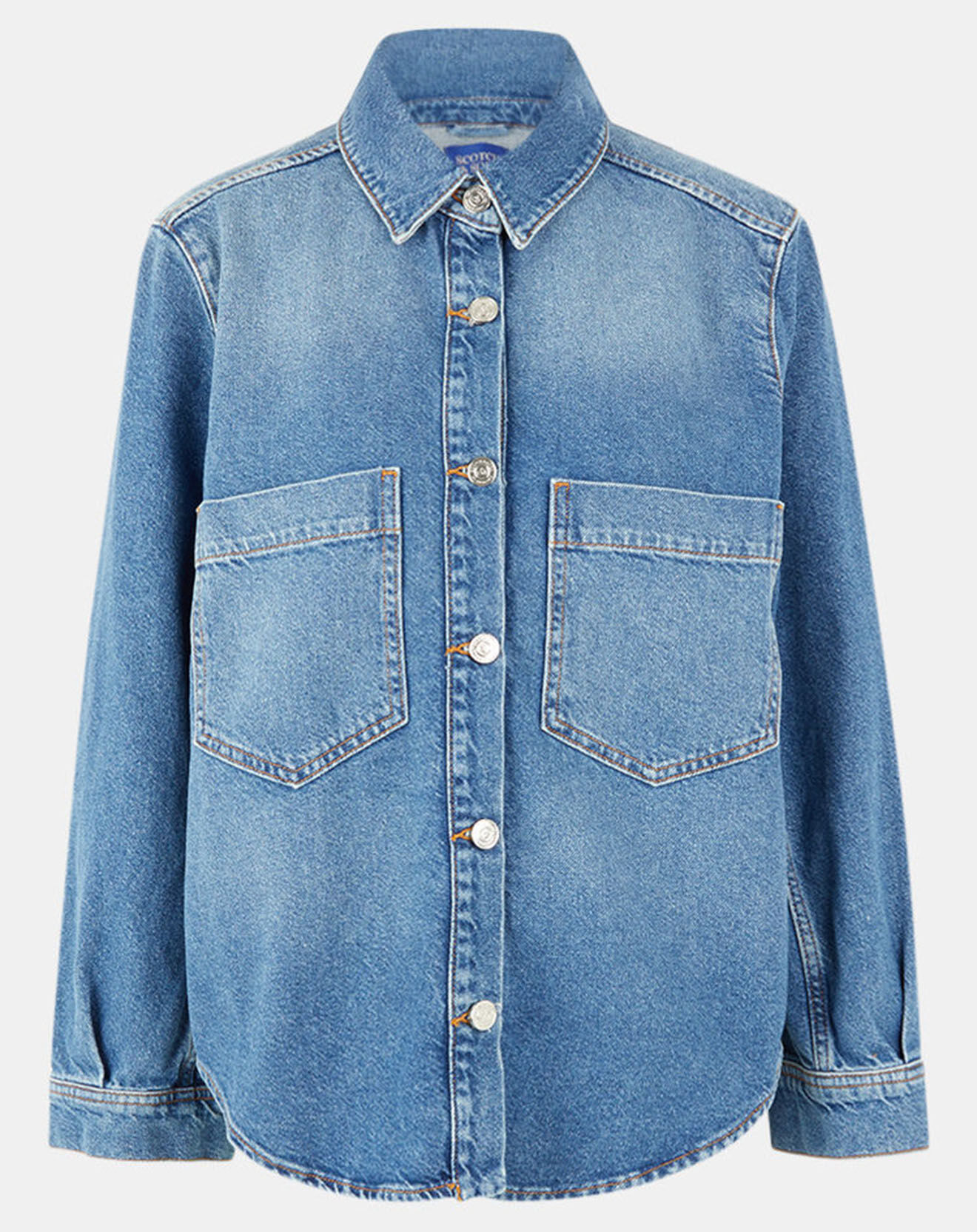 Scotch & Soda Veste en Jean à franges bleue