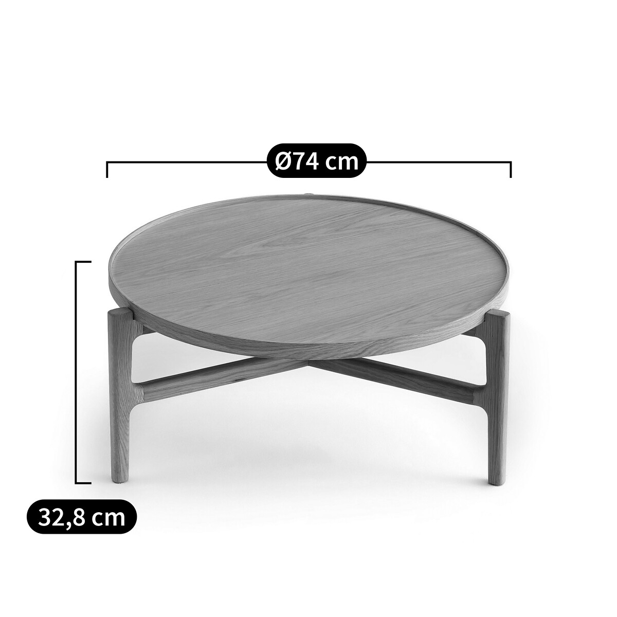 AM.PM<br>Mesa de centro, diâmetro 74 cm, folheado de carvalho, Aly