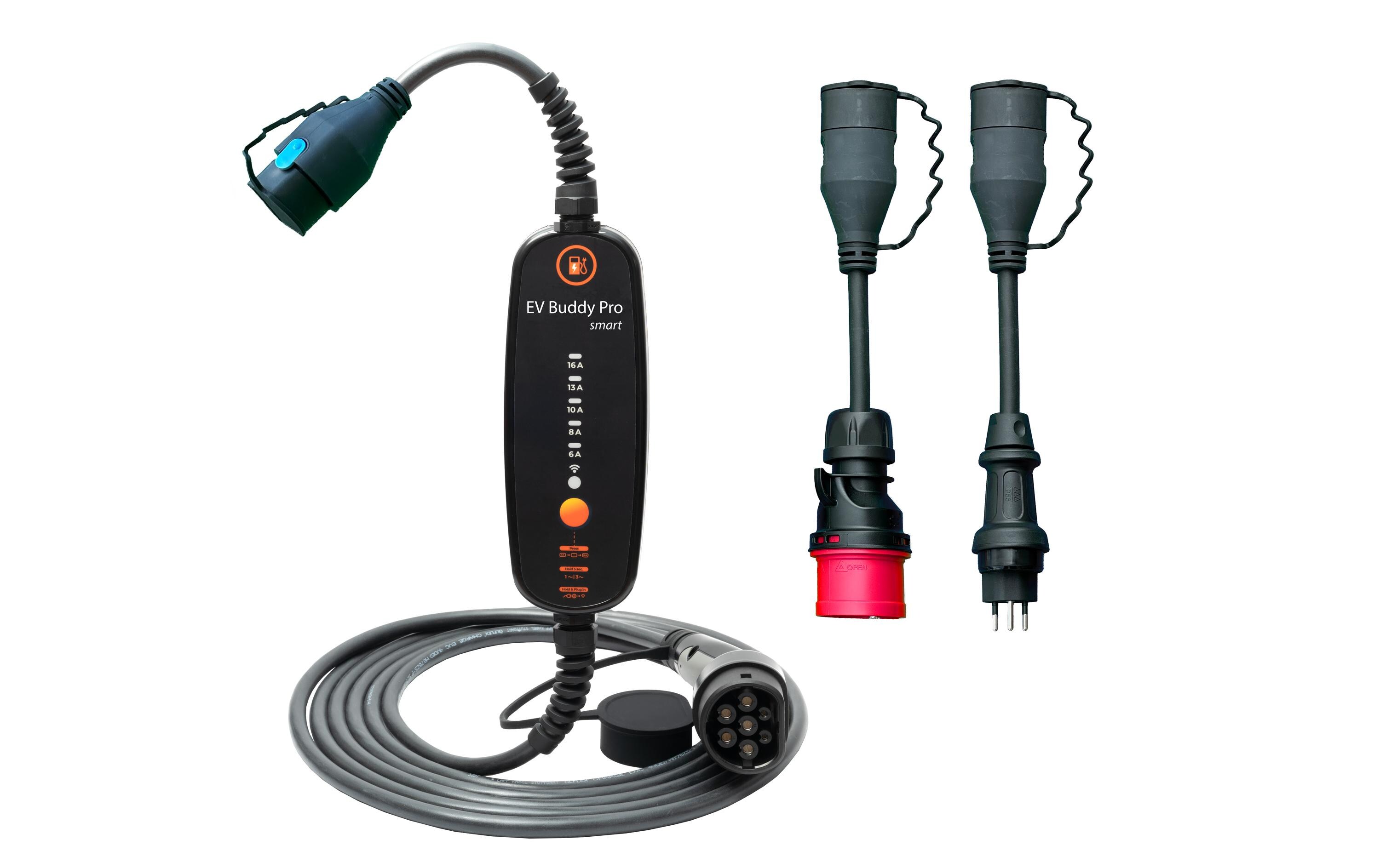 Mobiler Lader EV Buddy Pro Smart 11 kW Swiss Standard 10 m<br>Dreiphasiges und einphasiges Laden von Elektroautos mit Typ-2-Anschluss, Kabel 10 m