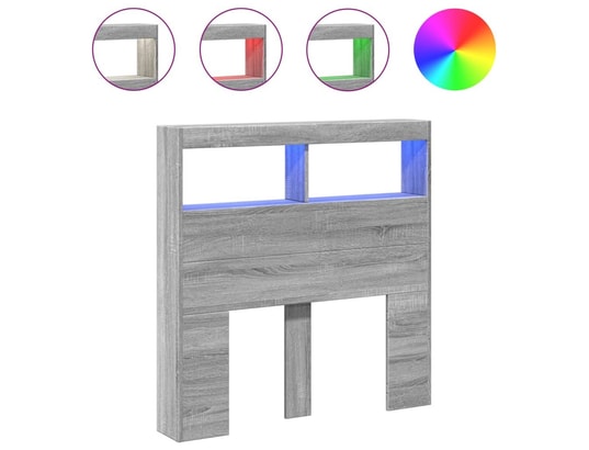 VIDAXL - Armoire tête de lit avec led sonoma gris 100x17x102 cm