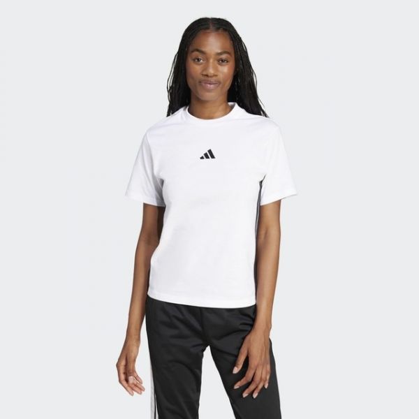 Adidas T-Shirt Essentials 3 Stripes Cotton White / Black XS