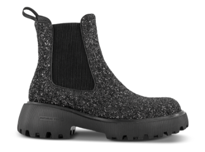 Woden Aya Glitter Chelsea Støvle Sort WS162