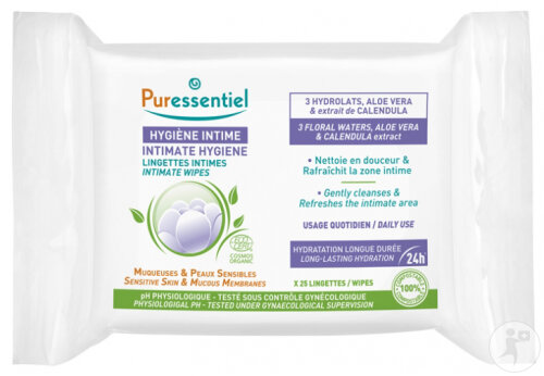 Puressentiel Hygiène Intime Lingettes Peaux Sensibles Bio 25 Pièces