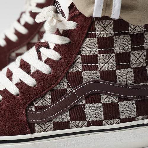 Baskets Sk8-Hi 00CP9 Stitch Chekerboard Burgundy