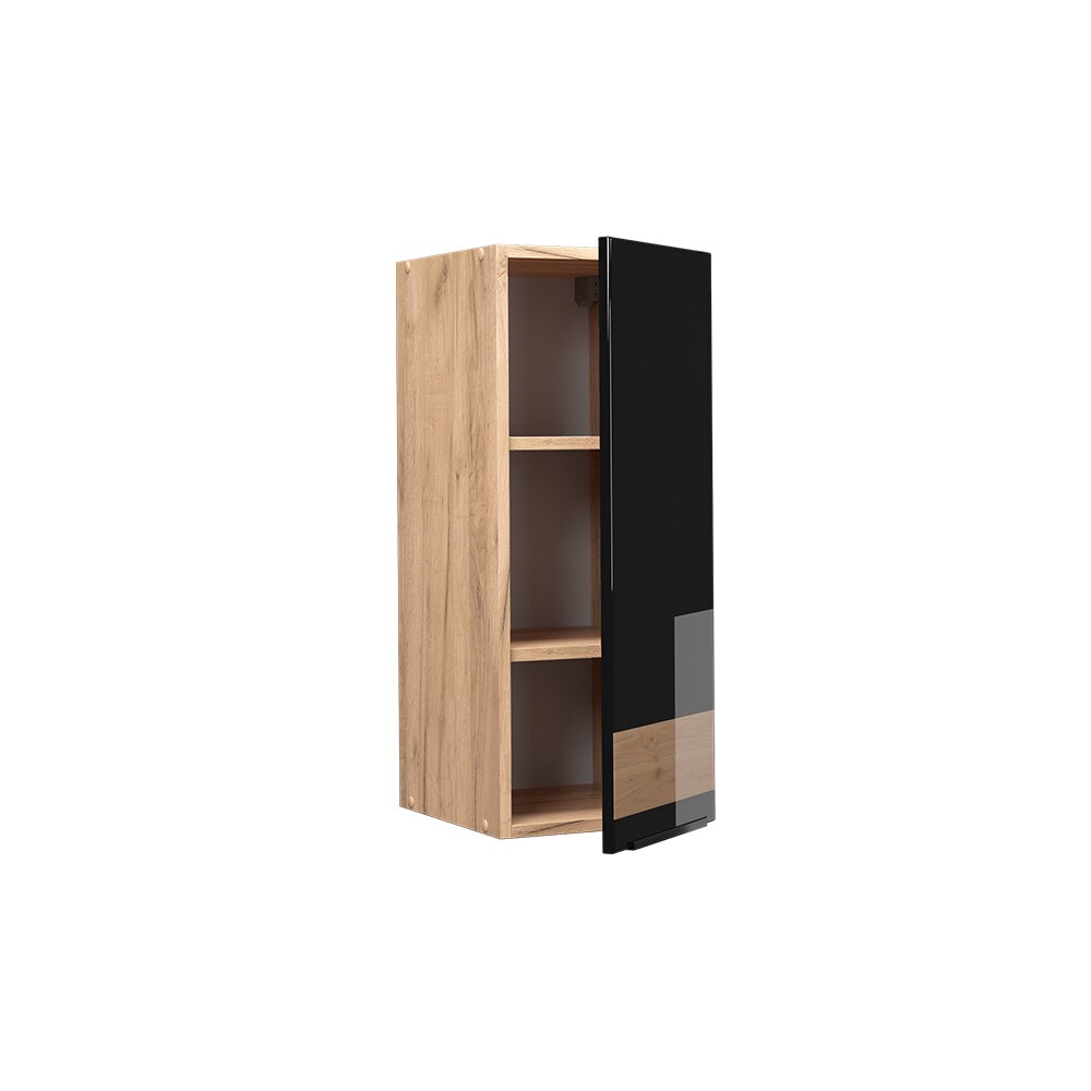 Vicco Hängeschrank Küchenschrank Küchenmöbel Fame-Line Eiche Schwarz 30 cm modern Hochglanz