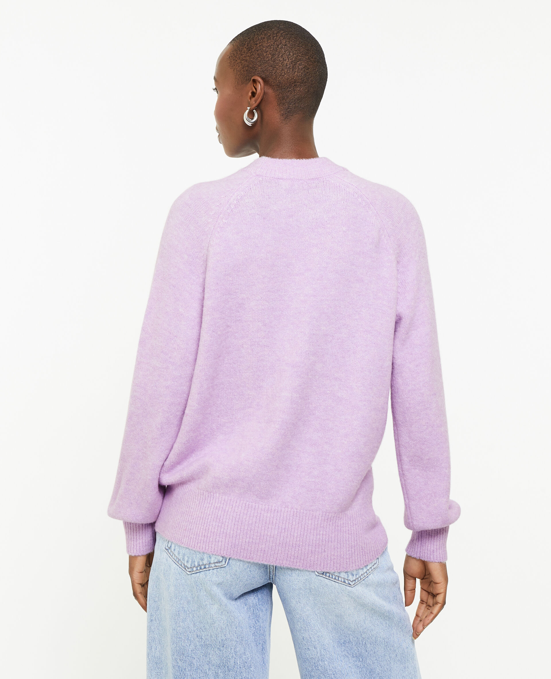 Pull col rond avec laine - Lilas