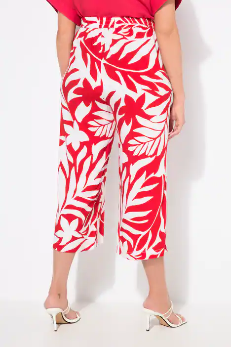 Culotte, Blätter, weites Bein, Elastikbund, neon rot