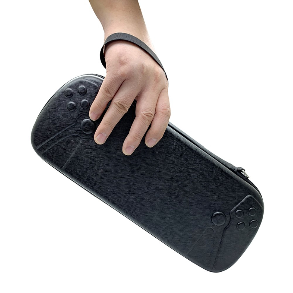 PlayStation Portal Remote Player Reise Box Schutztasche Hartschale mit Netztasche und Handschlaufe - Schwarz