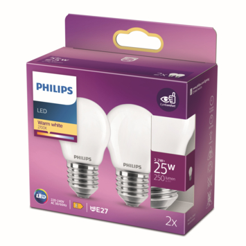 Philips LED kogel E27 40W 2 stuks mat niet dimbaar