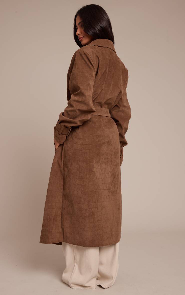 Chocolat Trench-coat Petite En Synthétique Effet Croco