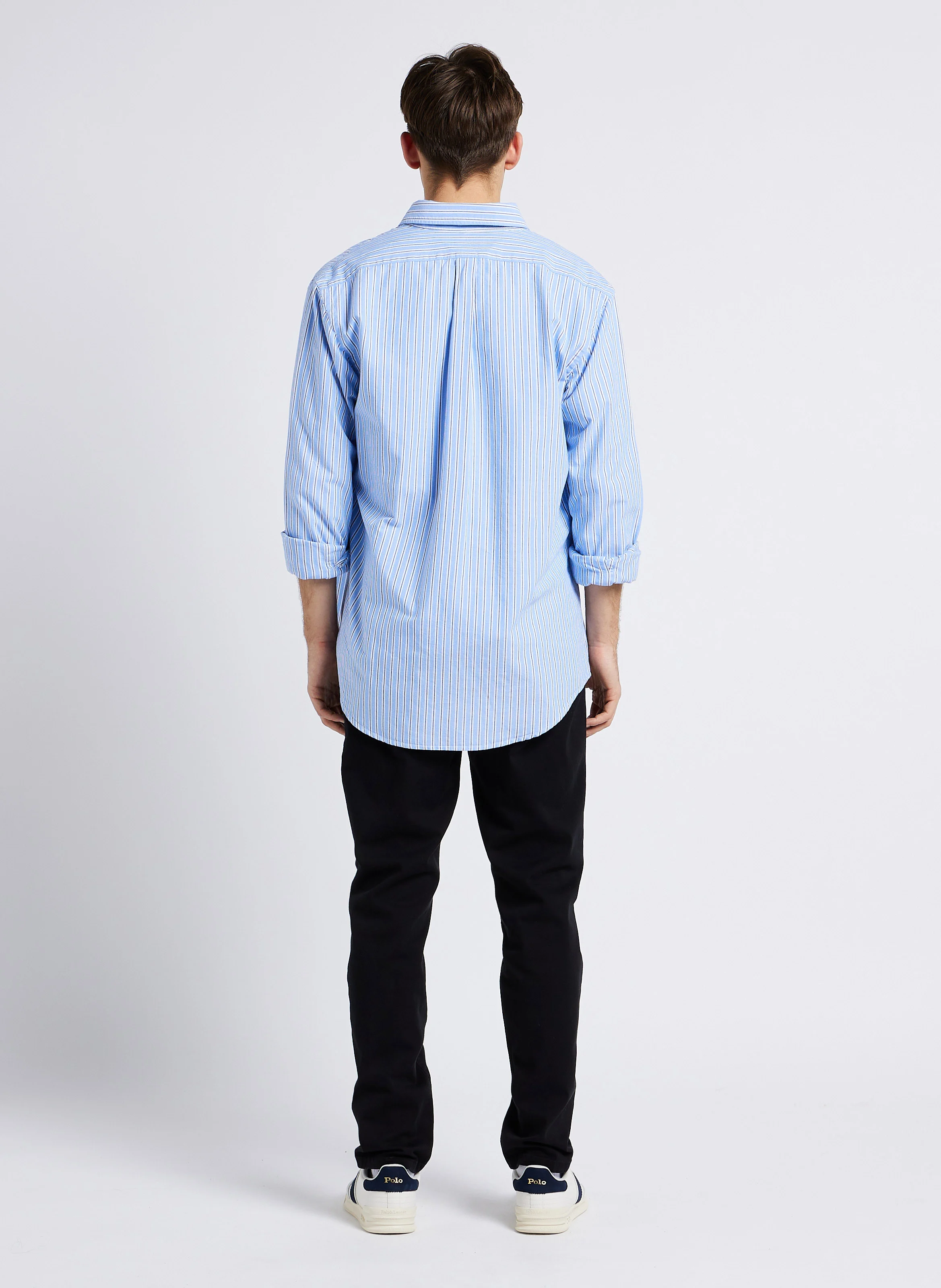 Chemise col américain rayée en coton | Multicolore