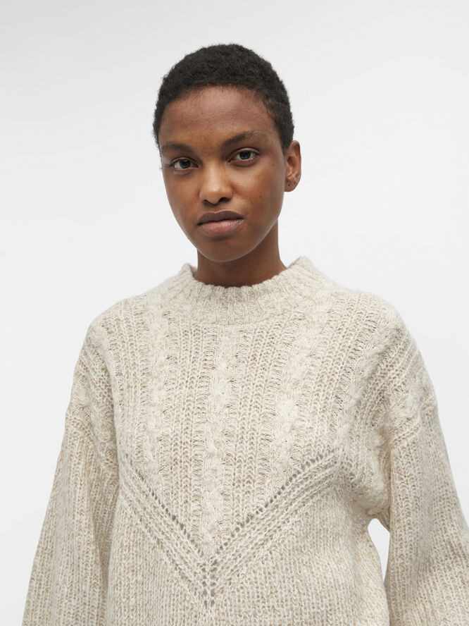 Object OBJNOVA STELLA CABLE KNIT PULLOVER Humus/melange