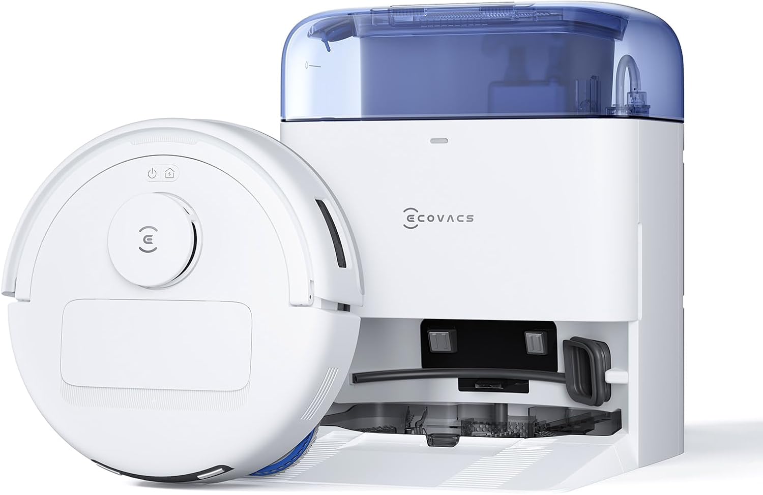ECOVACS DEEBOT MINI Saugroboter mit Wischfunktion, 9.000 Pa Saugkraft, ZeroTangle 2.0, TrueMapping 2.0, 45 ℃ Heißlufttrocknung, intelligente Tiefenreinigung, Selbstreinigung per Knopfdruck, Blau