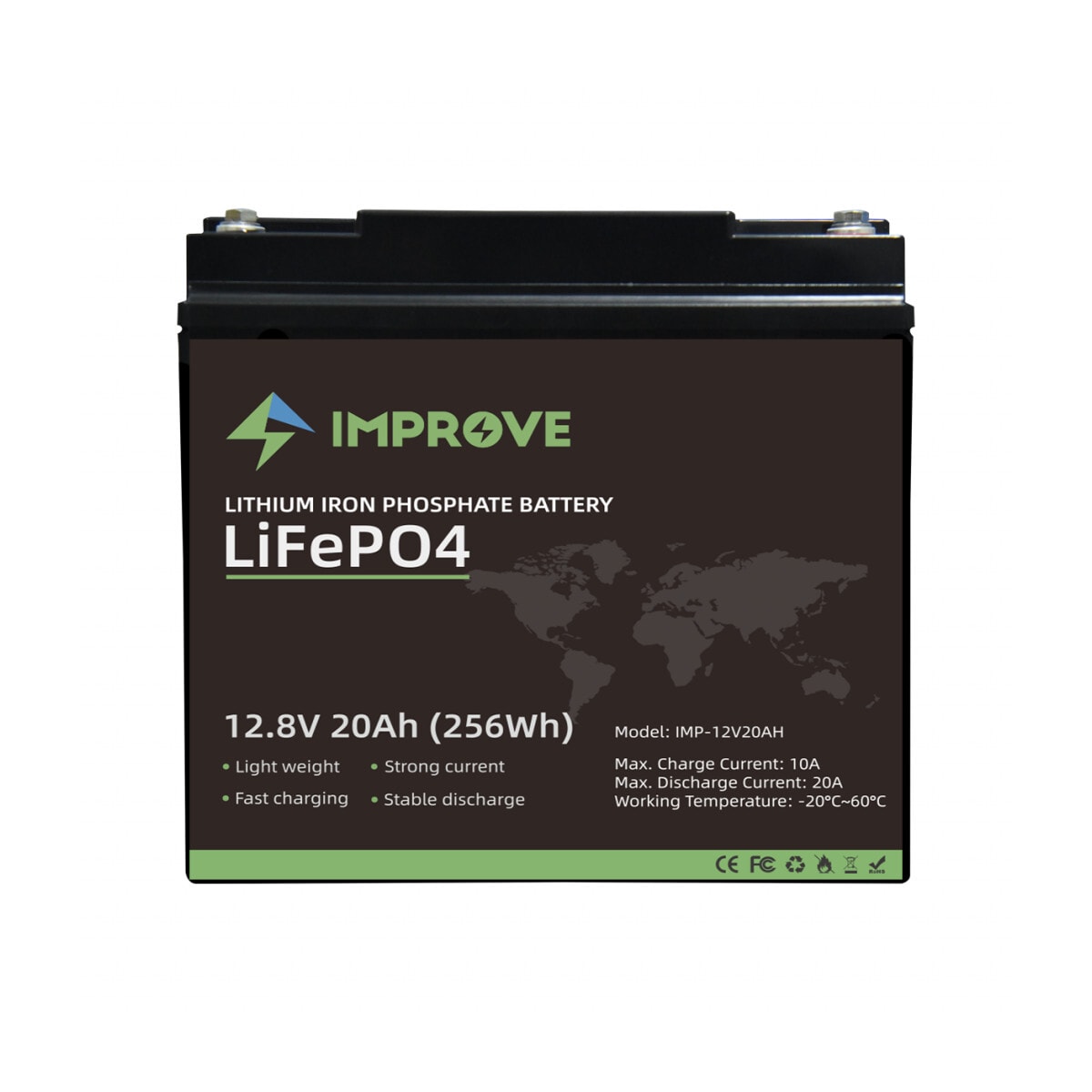 IMPROVE Lithium Batteri 12V 20Ah (LiFePO4) BMS 20A