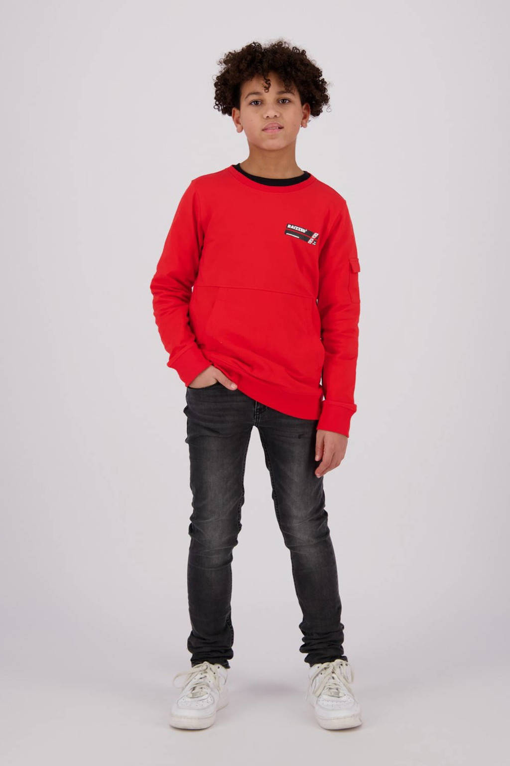 Raizzed sweater Kanpur met printopdruk felrood