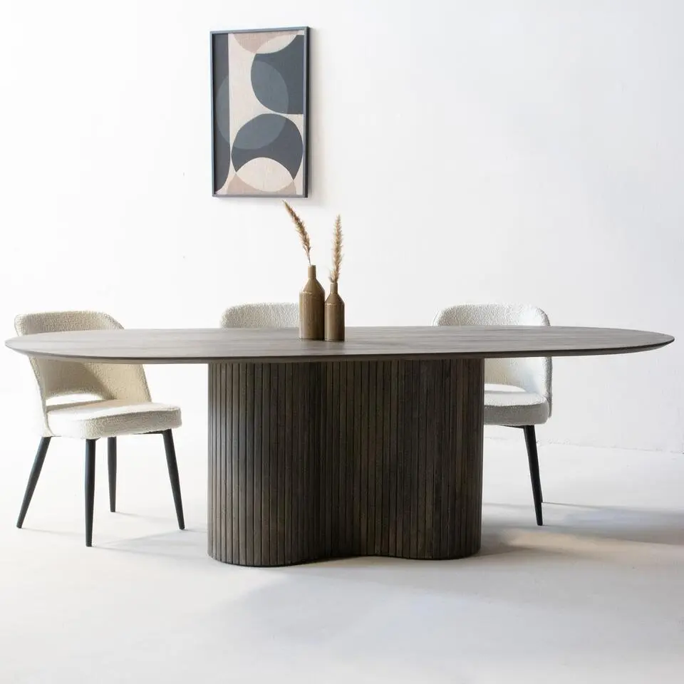 Eettafel Ovaal 240cm - Bruin - Hout - Eettafel Ava