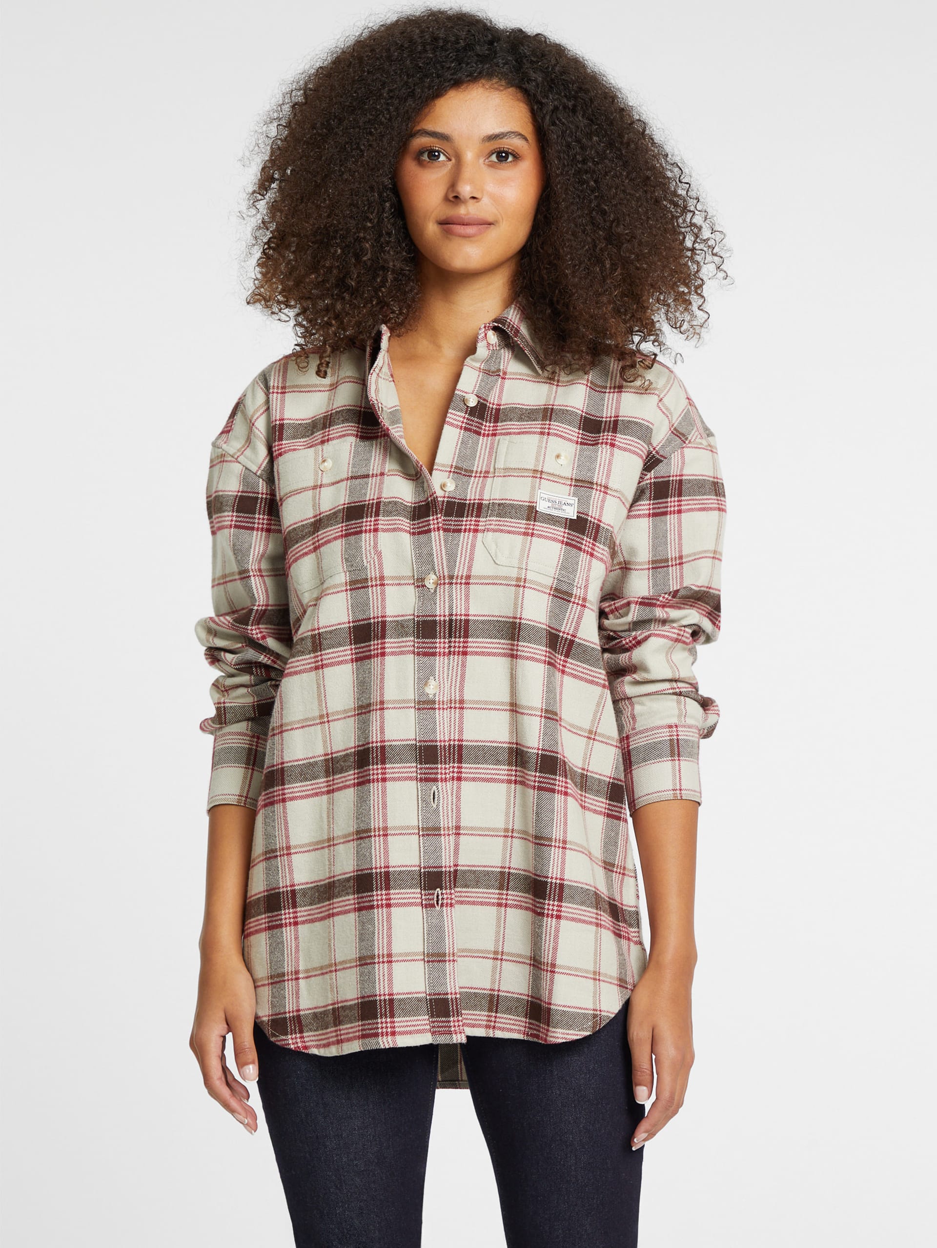 Camisa de manga comprida oversized com bolso
